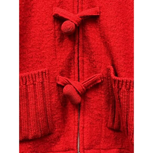 Coldwater Creek Cable Knit Cardigan Womens Large Red Wool Knit Full Zip Pockets - Picture 6 of 10